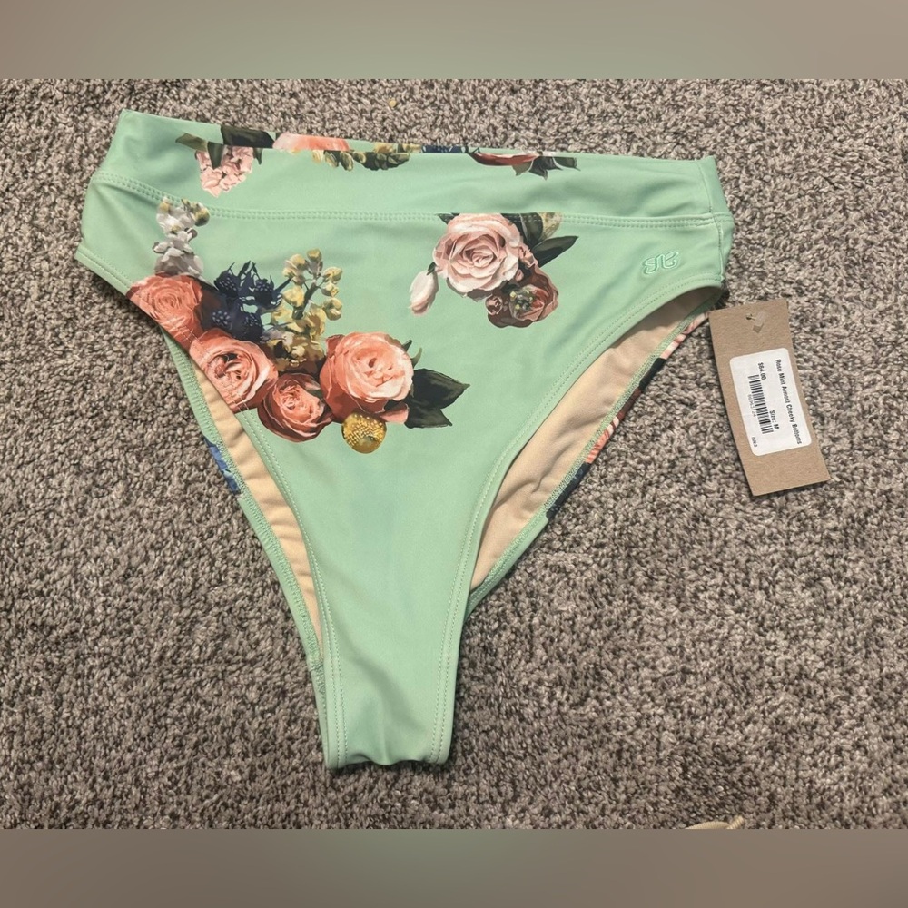 Albion Mint Floral Almost Cheeky Swim Bottoms